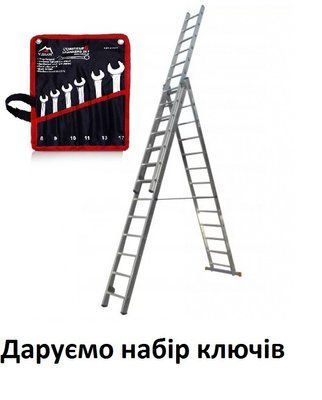 Драбина ELKOP 3-секц. розкл. 3*13сх. 3,5-8,2м VHR P мет.розтяжка VHR Р 3*13 фото