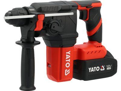 Перфоратор акумуляторний YATO SDS+ Li-Ion 18 В 4 АГод , J=2.5 Дж, &Oslash;22 мм в бетоні, 3 режими в футля YT-827721 YT-827721 фото