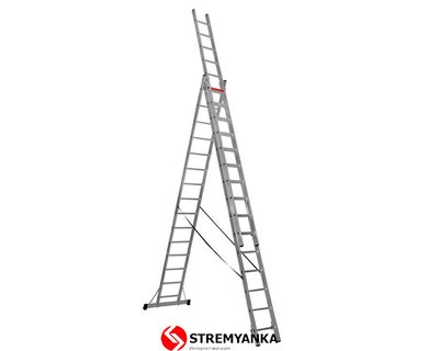 Трехсекционная алюминиевая лестница Triomax Pro VIRASTAR 3x15 ступеней TS225 фото