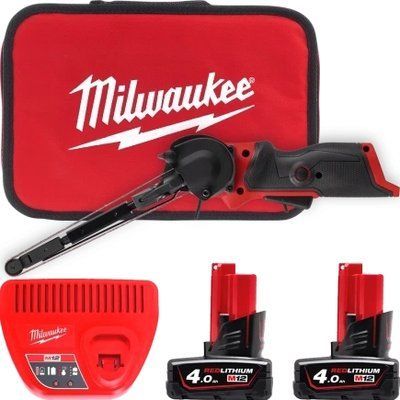 Шліфмашина стрічкова акумуляторна безщіткова MILWAUKEE M12 FBFL13-402B (13 мм) (ЗУ+2Х4А&middot;год + сумка) 4933480961 фото