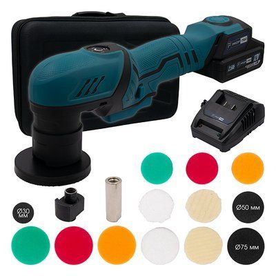 Акумуляторна ексцентрикова полірувальна машина PROFI-TEC PPM-8012SCP Set (1&times;PT1225 (2.5 А&middot;год), зарядне устр. 006070P фото
