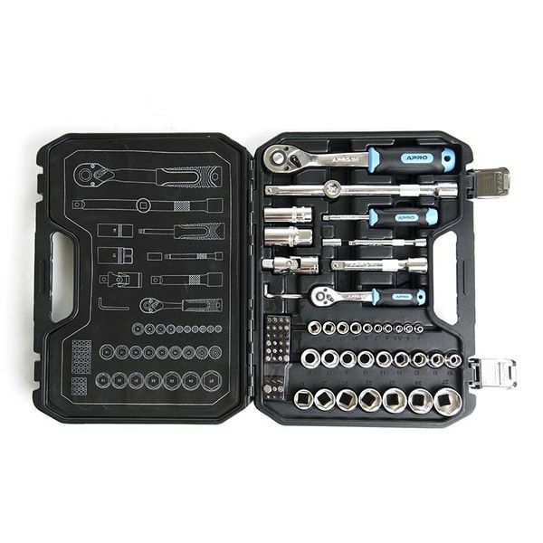 Набір інструментів CrV 1&frasl;4, 1&frasl;2 (90Т) (73 шт) APRO 074522 074522 фото