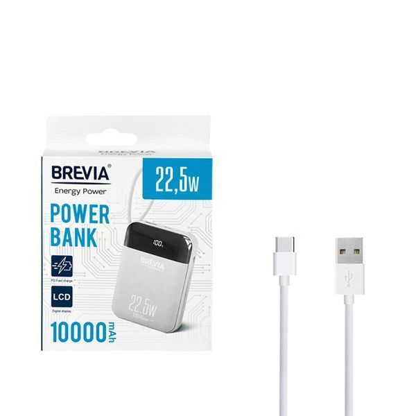 Повербанк (Power Bank) Brevia 10000mAh 22.5W Type-C+Lightning Cable, Li-Pol, LCD 45122(L) фото