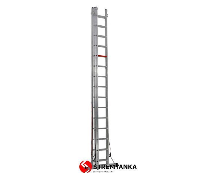 Трисекційна алюмінієва драбина Triomax Pro VIRASTAR 3x15 ступенів TS225 фото