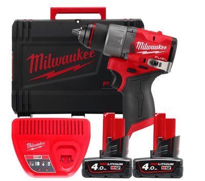 Дриль-шурупокрут акумуляторний MILWAUKEE, M12 FDD2-402X (+ заряд.пристрій, 2 акум., HD кейс) 4933479874 фото