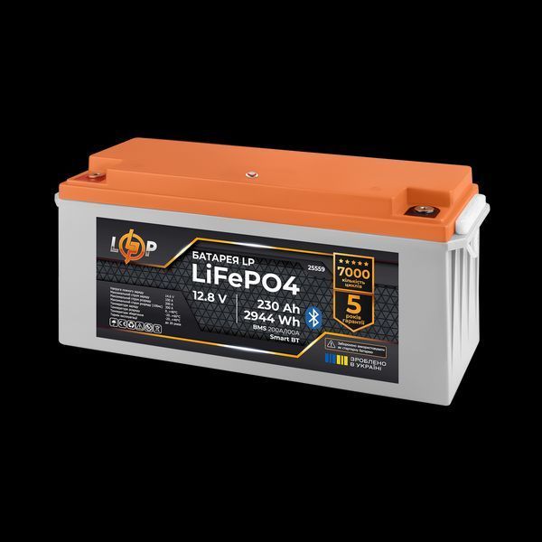 Акумулятор LP LiFePO4 12,8V - 230 Ah (2944Wh) (BMS 200A/100А) пластик Smart BT 25559(log) фото