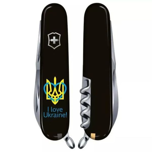 Швейцарський ніж Victorinox Huntsman Ukraine Тризуб із серцем і I love Ukraine (1.3713.3_T1310u) 1.3713.3_T1310u фото
