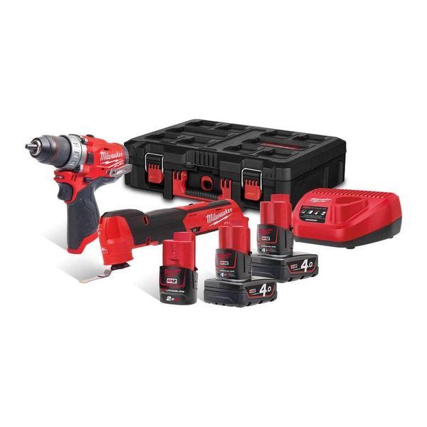 Набір з 2 інструментів акумуляторних безщіткових MILWAUKEE M12 FPP2AX-423P (зарядний пристрій С12 С, 2 акумулятори М12 В4 4Аг, 1 4933478825 фото