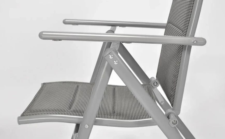 Складний садовий стілець MODENA eDomator алюмінієвий з регулюванням спинки Срібний (Польща) 10-013 фото
