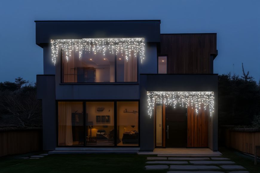 Новорічна гірлянда вулична Бахрома 36 м 600 LED чорний провід Білий 36МBW Garlando 36МBW 36МBW фото