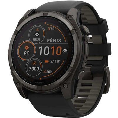 Смарт-годинник Garmin Fenix 8 Solar 51 мм Sapphire Carbon Gray Dlc Titanium With Black and Pebble Gray Silicone Band 010-02907-11 010-02907-11 фото