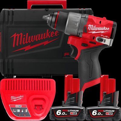 Дриль-шурупокрут акумуляторний безщітковий MILWAUKEE, M12 FDD2-602X (зарядний пристрій С12 С, 2 акумулятори М12 В6 6Аг, кліпса д 4933479875 фото