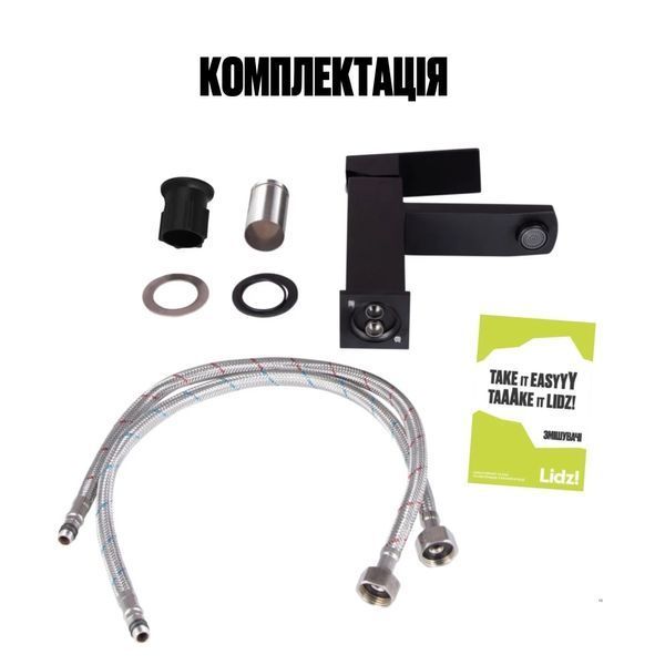 Змішувач для раковини Lidz Kubis 001F (k35) LDKUB001FBLA43376 Black SD00049499 фото