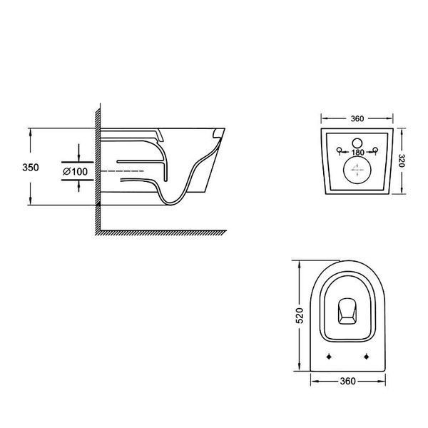 Унітаз підвісний Qtap Swan безобідковий з сідінням Soft-close QT16335180W SD00053469 фото
