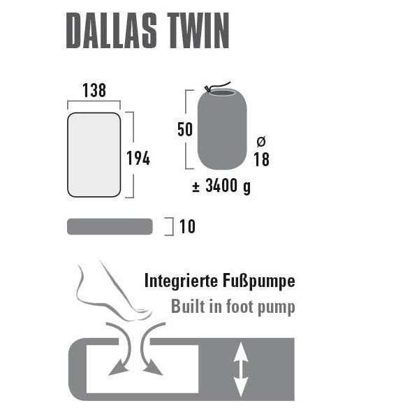 Килимок надувний High Peak Dallas Twin 10 cm Citronelle (41033) 928144 фото