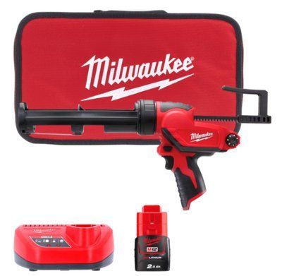 Пістолет для герметиків акумуляторний MILWAUKEE M12 PCG/310C-201B, 310мл (зарядний пристрій С12 С, 1 акумулятор М12 В2 2Аг, плас 4933441655 фото