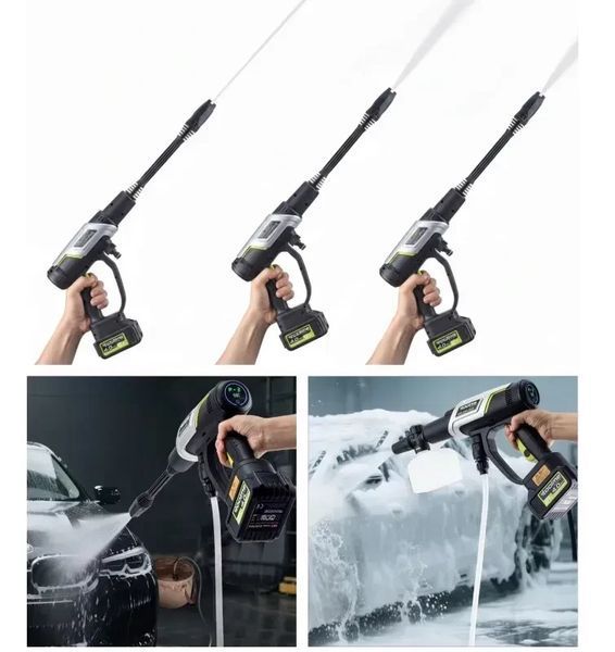 Акумуляторна мийка високого тиску Toolme TM280 PRO BRUSHLESS 450 Вт з алюмінієвою помпою 2 АКБ 21В піногенератор (Польща) TM280 фото