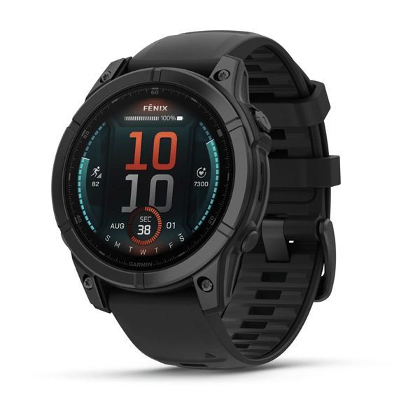 Спортивний годинник Garmin Fenix E Amoled 47 мм Slate Gray Steel з чорним силіконовим ремінцем 010-03025-01 010-03025-01 фото