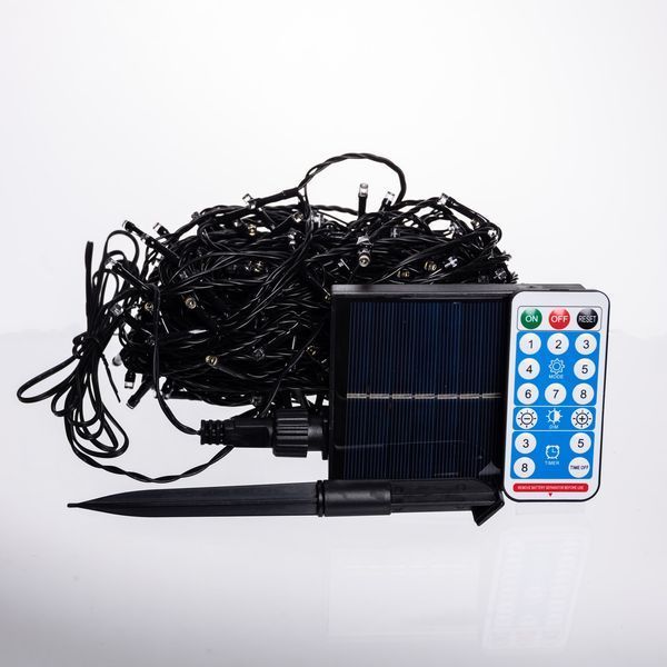 Новорічна гірлянда вулична 30 м 300 LED з сонячною батареєю чорний провід Жовтий SB300L30MBY Garlando SB300L30MBY SB300L30MBY фото