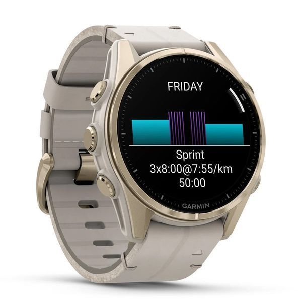 Смарт-годинник Garmin Fenix 8 Amoled 43 мм Sapphire Soft Gold with Limestone Leather Band 010-02903-40 010-02903-40 фото