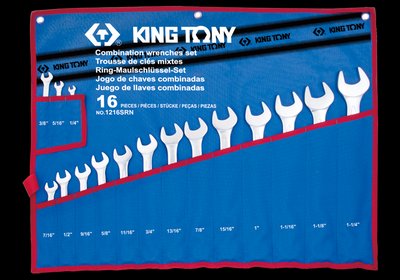 Набір комбінованих ключів 1/4"-1&1/4", 16 предметів дюйм KING TONY 1216SRN 1216SRN фото