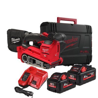 Шліфмашина стрічкова акумуляторна безщіткова MILWAUKEE, M18 FBTS75-552X (зарядний пристрій M12-18 FC., 2 акумулятори М18 HВ5.5 5 4933479615 фото