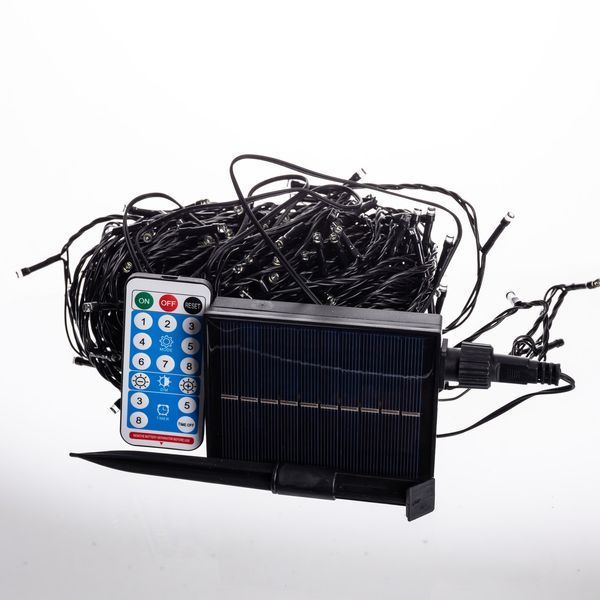 Новорічна гірлянда вулична 30 м 300 LED з сонячною батареєю чорний провід Білий SB300L30MBW Garlando SB300L30MBW SB300L30MBW фото