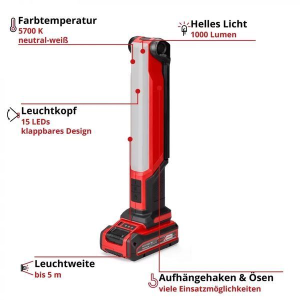 Акумуляторний ліхтар Einhell TE-CL 18/1000 S Li - Solo 4514180 4514180 фото