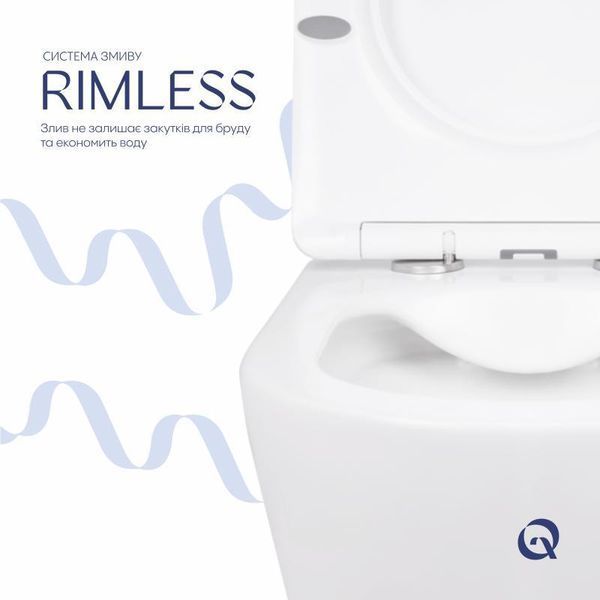 Унітаз підвісний Qtap Swan безобідковий з сідінням Soft-close QT16335178W SD00036227 фото