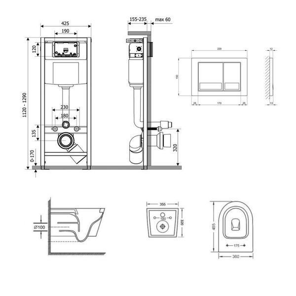 Готове рішення Qtap для ванної кімнати: підвісний унітаз Swan Ultra Quiet 485x360x320 + комплект інсталяції SD00051273 фото