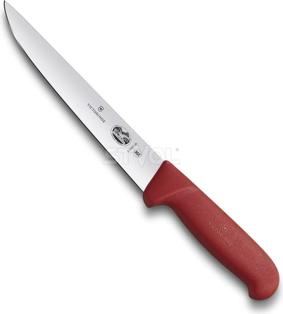 Ніж кухонний Victorinox Fibrox обваловувальний 20 см, червоний