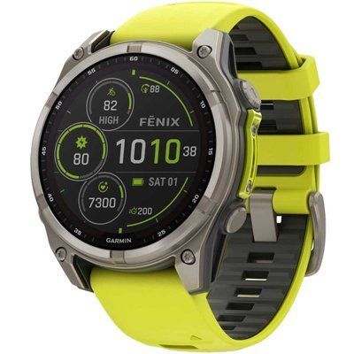 Смарт-годинник Garmin Fenix 8 Solar 47 мм Sapphire Titanium with Amp Yellow and Graphite Silicone Band 010-02906-21 010-02906-21 фото