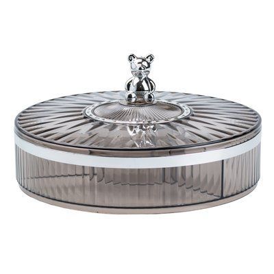 Цукерниця пластикова на 4 відділення круглая 26 см Сіра HP48629S TS Kitchen HP48629S HP48629S фото