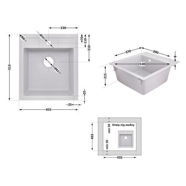 Кухонна мийка Lidz 460х515/200 GRA-09 (LIDZGRA09460515200) SD00042419 фото