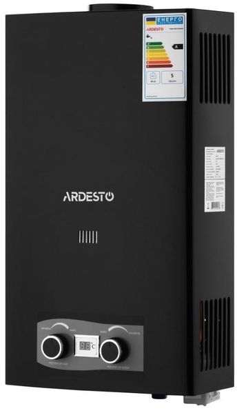Газова колонка Ardesto X2, 10 л/хв., 20 кВт, розпалювання від батарейок, дисплей, чорний TFGBH-10B-X2-BLACK фото