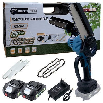 Акумуляторна ланцюгова пила PROFI-TEC HCS1520BL HomeLine (2&times;PT2020HL (2.0 Аг), зарядний пристрій) 006304P фото