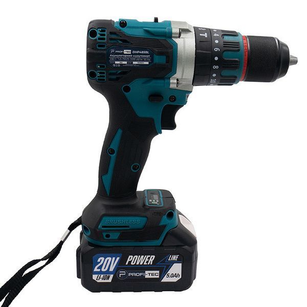Акумуляторний шурупокрут PROFI-TEC DHP485BL POWERLine (2&times;PT2050MP (4.0 Аг), зарядний пристрій) 006269P фото