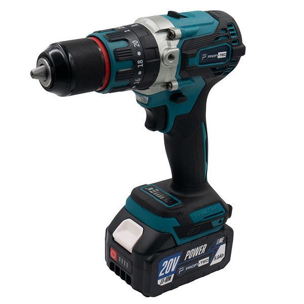 Акумуляторний шурупокрут PROFI-TEC DHP485BL POWERLine (2&times;PT2050MP (4.0 Аг), зарядний пристрій) 006269P фото