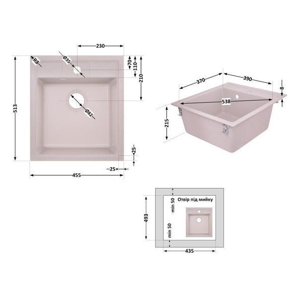 Кухонна мійка Lidz 460х515/200 COL-06 (LIDZCOL06460515200) SD00042418 фото