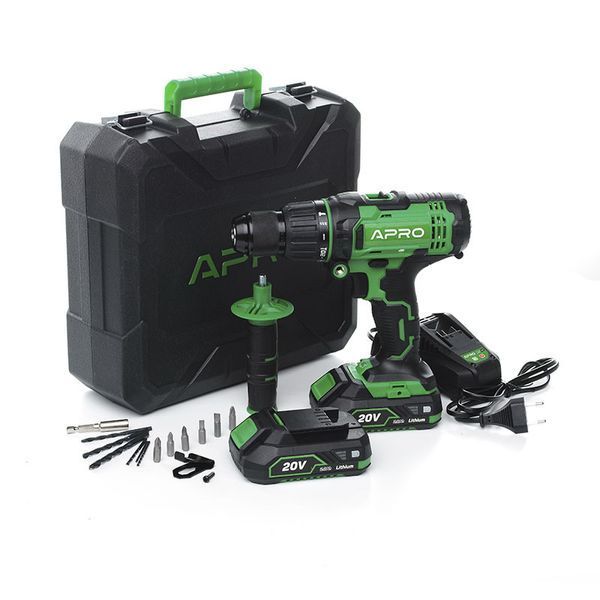 Дриль-шурупокрут ударний APRO 20 В, 2 А, 20HD 2 АКБ, ЗП, кейс 063667 063667 фото