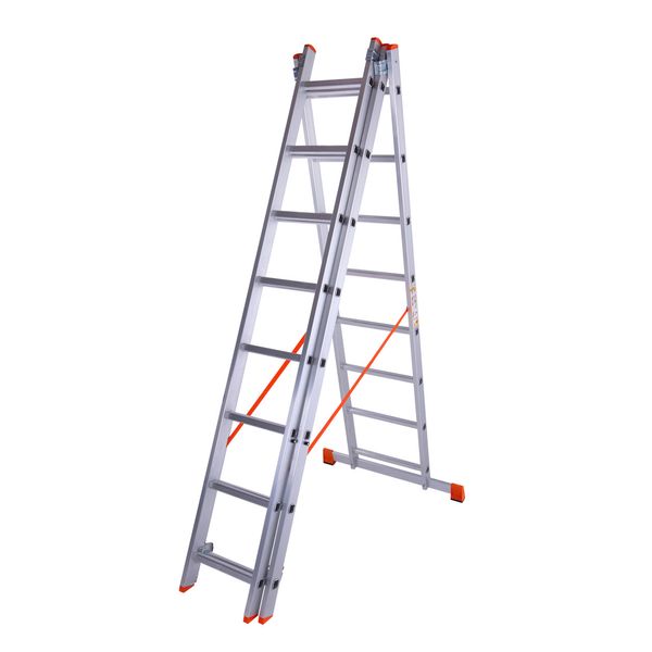 Лестница трехсекционная алюминиевая Laddermaster Sirius A3A8. 3x8 ступенек + подарунок 3960-01 фото