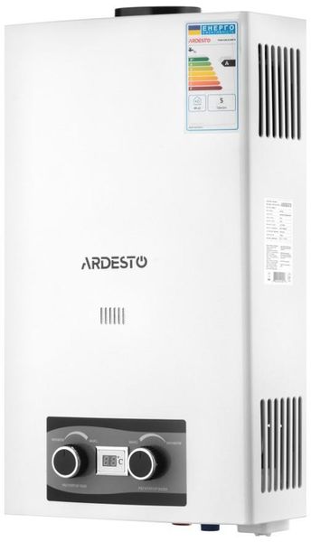 Газова колонка Ardesto X2, 10 л/хв., 20 кВт, розпалювання від батарейок, дисплей, білий TFGBH-10B-X2-WHITE фото