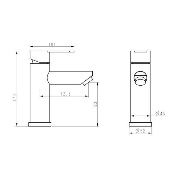 Змішувач для раковини Brinex Pure 001F низький Nickel BRIPUR001FNKL SD00053172 фото