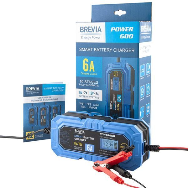Зарядний пристрій АКБ Brevia Power600 6V/12V 6A 20600EP(L) фото