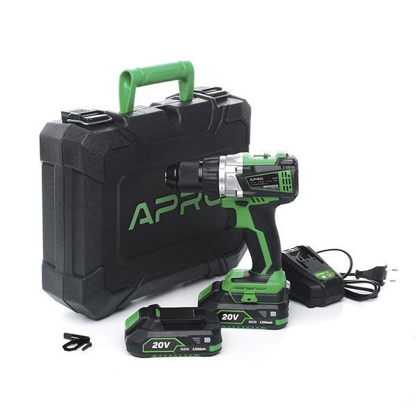 Дриль-шурупокрут безщітковий APRO 20 В, 2 А, 20DB, 2 АКБ, ЗП, кейс 063668 063668 фото