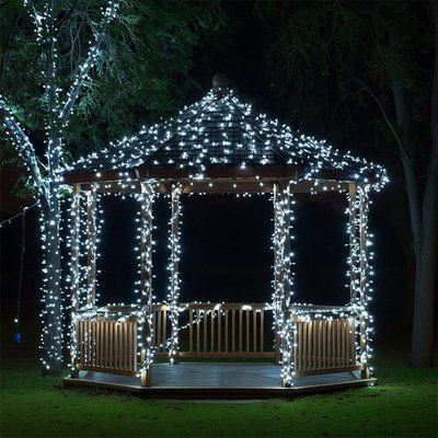 Новорічна гірлянда вулична 100 м 1000 LED із сонячною батареєю 8 режимів роботи чорний провід Біле світло SB1000L100MBW Garlando SB1000L100MBW SB1000L100MBW фото