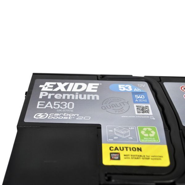 Автомобільний аккумулятор EXIDE Premium 53Аh(Аг) 540A R+(EA530) EA530 фото