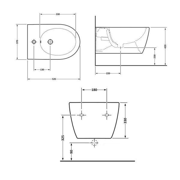 Біде підвісне Qtap Swan 520х360х320 White QT16555378W SD00040389 фото