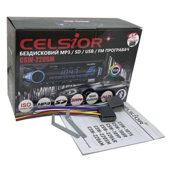 Автомагнітола 1 DIN Celsior CSW-2206M (без диска) 32847-car фото