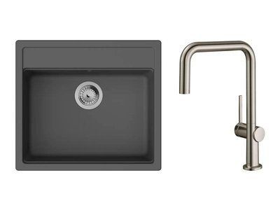 Набір для кухні Hansgrohe , гранітна мийка S520-F510 + зміш. Talis M54, чорний графіт-сталь 43359800 43359800 фото